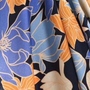 Singiel wiskozowy Kwiaty Pomarańczowo-niebieskie ST